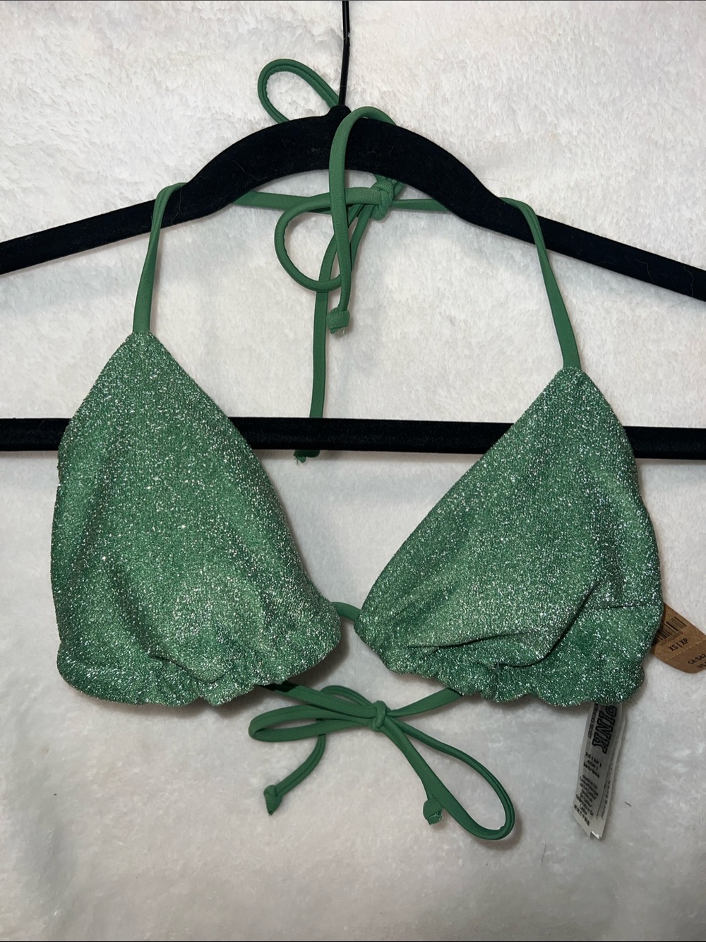 Green Glitter shimmer Triangle Bikini Top Pink Victoria